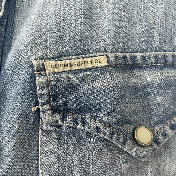 Ralph Lauren Denim & Supply Blue Denim Shirt with Pearl Snaps - Picture 7 of 8